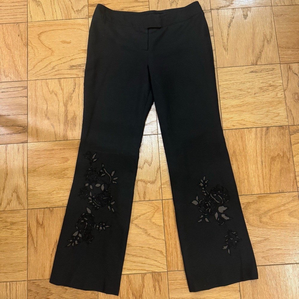 Charles Chang Lima Black Lace Cutout Pants